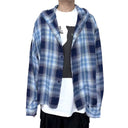 Frayed Plaid Hooded Shirt