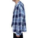 Frayed Plaid Hooded Shirt