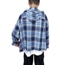 Frayed Plaid Hooded Shirt