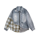 Patchwork Plaid Denim Jacket