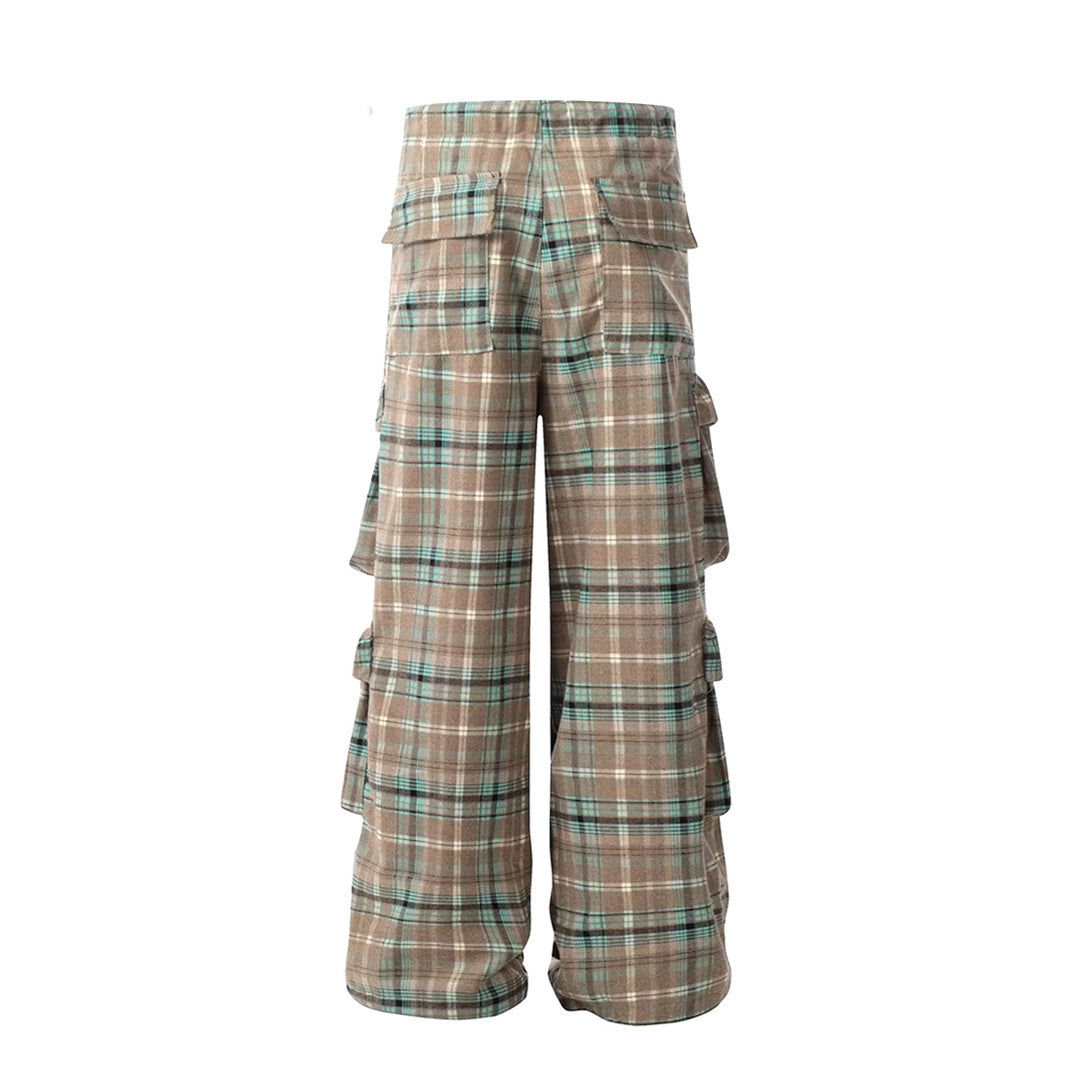 Heritage Pleated Plaid Cargo Pants – Attere - Main Image