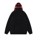 Brushed Wool Plaid Hooded Sweater