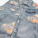 Veste cargo patchwork en jean