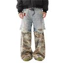 Distressed Camouflage Cargo Jeans