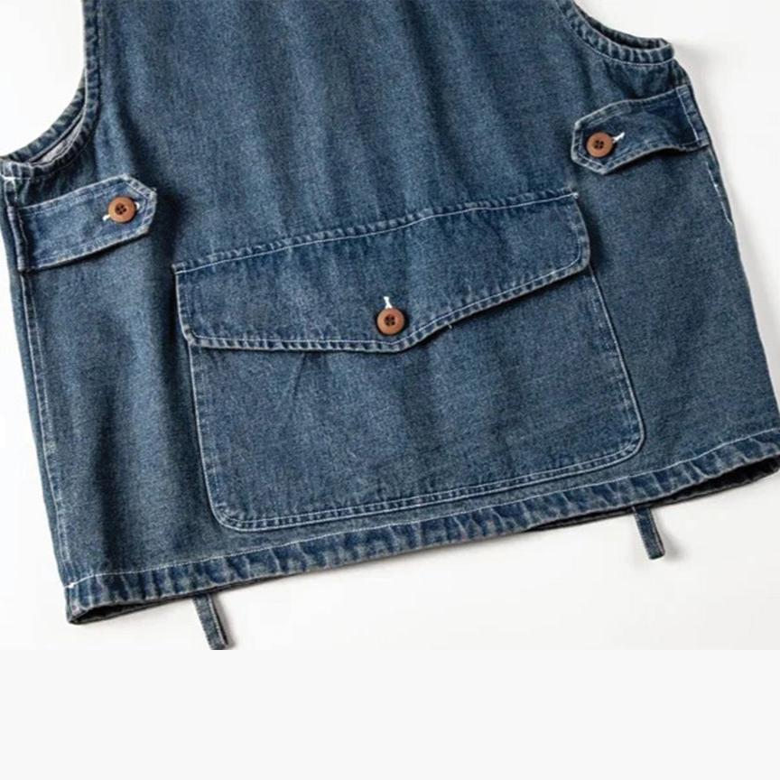 AMOMENTO アモーメント HOURGLASS DENIM VEST 아모멘토(AMOMENTO) HOURGLASS DENIM VEST (2COLORS) - 사이즈