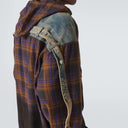 Gradient Plaid Hooded Overshirt