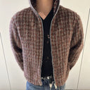 Mohair Plaid Full Zipper Hoodie