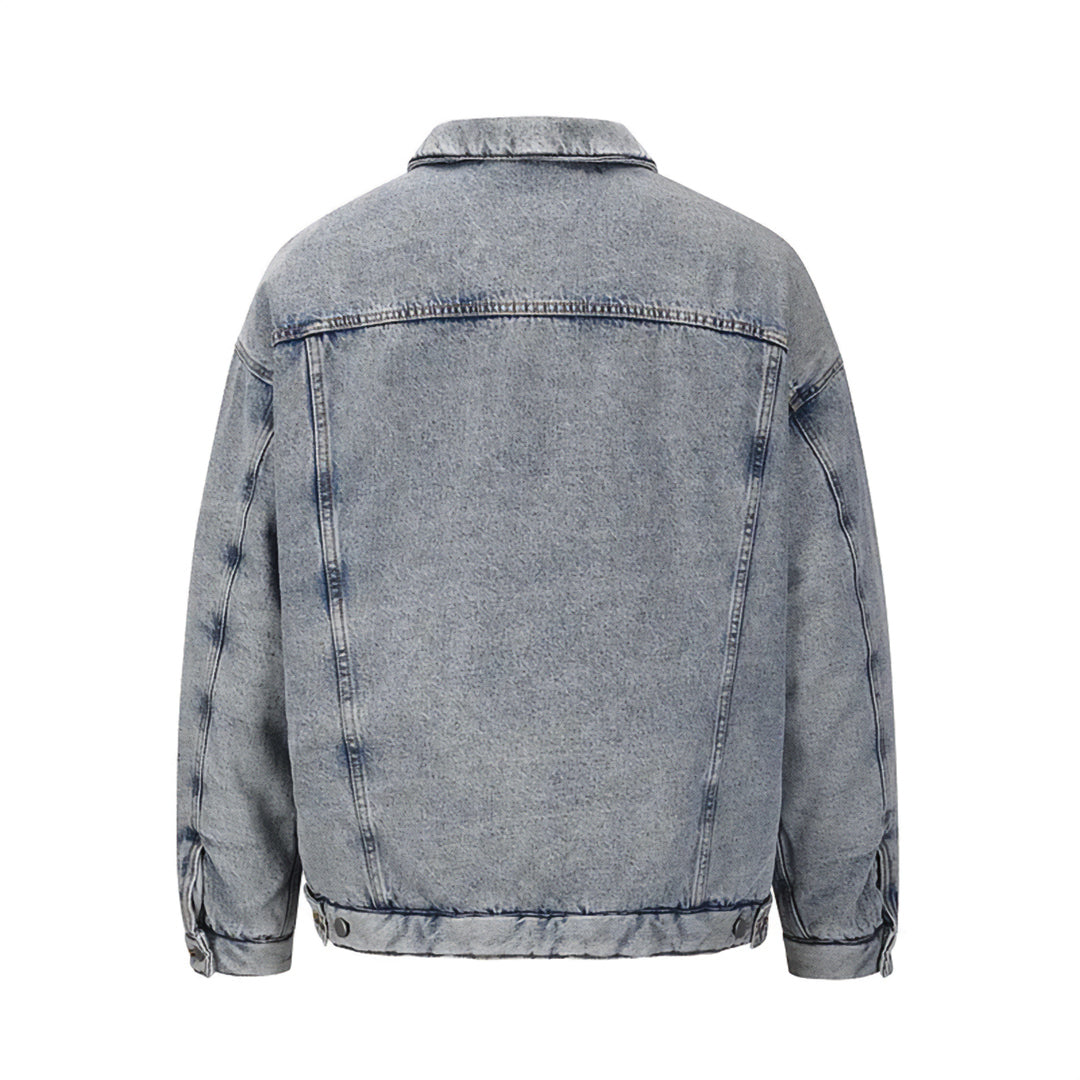 ジャケット・アウター BELPER / puffleed collar denim jacket Rippe's Stretch Denim Mandarin Collar Peplum Jacket - Light Wash