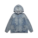 Washed Denim Pullover Hoodie