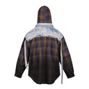 Gradient Plaid Hooded Overshirt