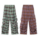 Camp Plaid Pleated Cargo Pant