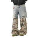 Distressed Camouflage Cargo Jeans