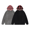 Brushed Wool Plaid Hooded Sweater