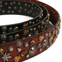 Leather Skull Riveted Belt