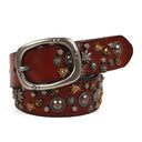 Leather Skull Riveted Belt