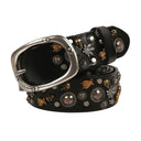 Leather Skull Riveted Belt