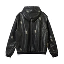 Hooded Distressed Leather Jacket