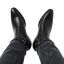 Bottes à bout carré en daim