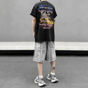 Pantalones cortos cargo de mezclilla desgastada