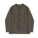 Ashford Collarless Plaid Top
