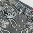 Frayed Paisley Denim Shorts