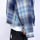 Frayed Plaid Hooded Shirt